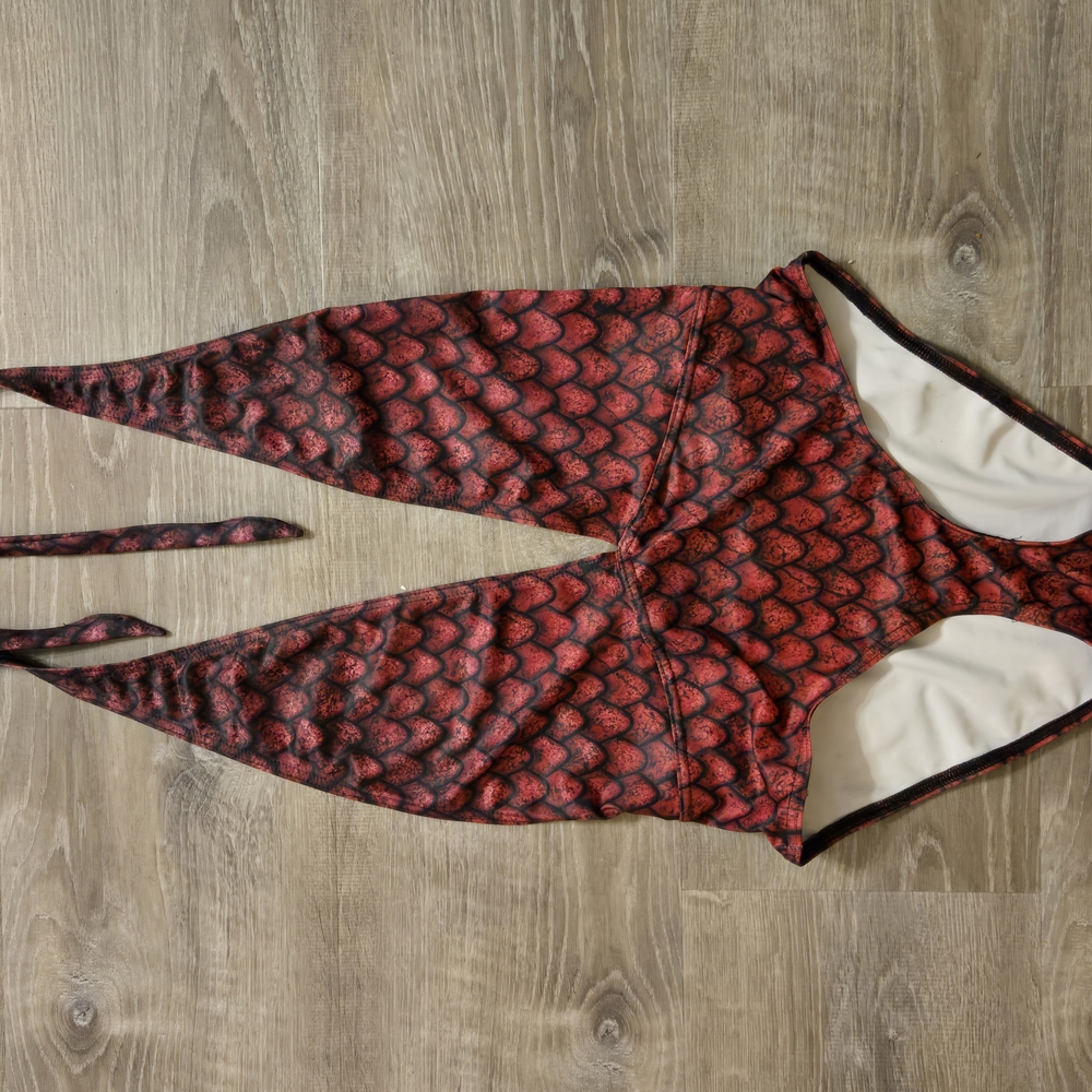 Red Scale Pattern Swimsuit
